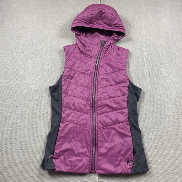 Smartwool Vest Womens Small Smart Loft 60 Hooded Full Zip Purple Jacket Wool - Picture 1 of 10